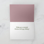 クリスマスツリー芸術的グリーンピンク家族の写真 シーズンカード (内部)