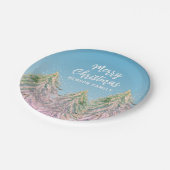 クリスマスツリー芸術的ピンク緑の水色 ペーパープレート (アングル)