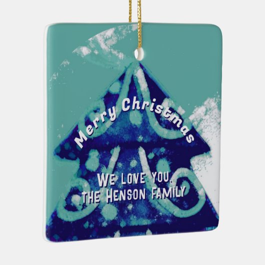 クリスマスツリー芸術的ブルーファミリー セラミックオーナメント (右)