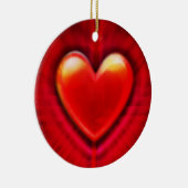 クリスマスツリー装飾深い赤いハート。 セラミックオーナメント (右)