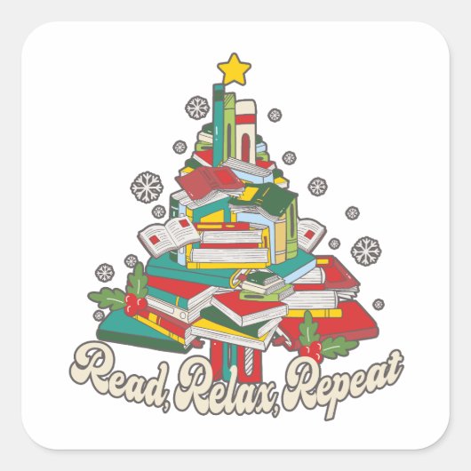クリスマスツリー読ブック スクエアシール (正面)