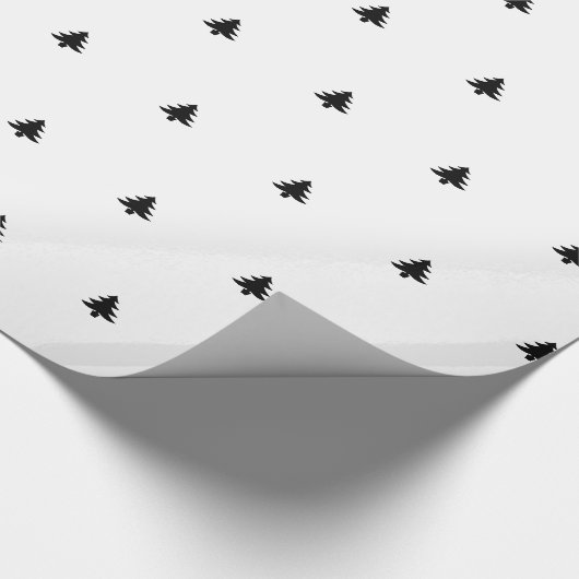 クリスマスツリー象徴的なパターンフェスティバルブラック/ホワイト ラッピングペーパー (角)