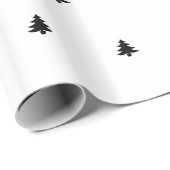 クリスマスツリー象徴的なパターンフェスティバルブラック/ホワイト ラッピングペーパー (ロールコーナー)