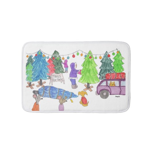 クリスマスツリー販売中 バスマット (正面)