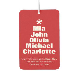 クリスマスツリー赤い白いカスタムの家族の名前の好意 カーエアーフレッシュナー