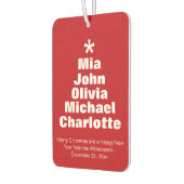 クリスマスツリー赤い白いカスタムの家族の名前の好意 カーエアーフレッシュナー (左)