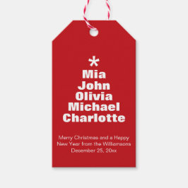クリスマスツリー赤い白い名前をカスタムするのモダン好意 ギフトタグ