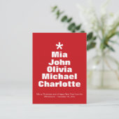 クリスマスツリー赤い白い名前をカスタムする モダン ポストカード (スタンド正面)