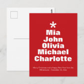 クリスマスツリー赤い白い名前をカスタムする モダン ポストカード (正面/裏面)