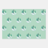 クリスマスツリー赤い車のパターンツリーの水色 ラッピングペーパーシート (正面)