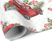 クリスマスツリー赤い車の水色の休日 ラッピングペーパー (ロールコーナー)