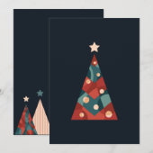 クリスマスツリー赤い青の抽象芸術 シーズンカード (正面/裏面)
