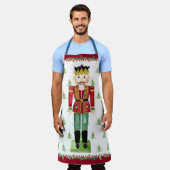 クリスマスツリー赤くるみ割り水カラーホリー エプロン (着用した状態)