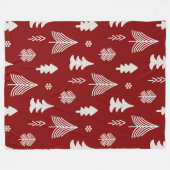 クリスマスツリー赤と白 フリースブランケット (正面(横))