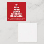 クリスマスツリー赤カスタム白い家族の名前 エンクロージャーカード (正面/裏面)