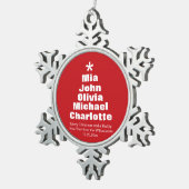 クリスマスツリー赤カスタム白い家族の名前 スノーフレークピューターオーナメント (右)