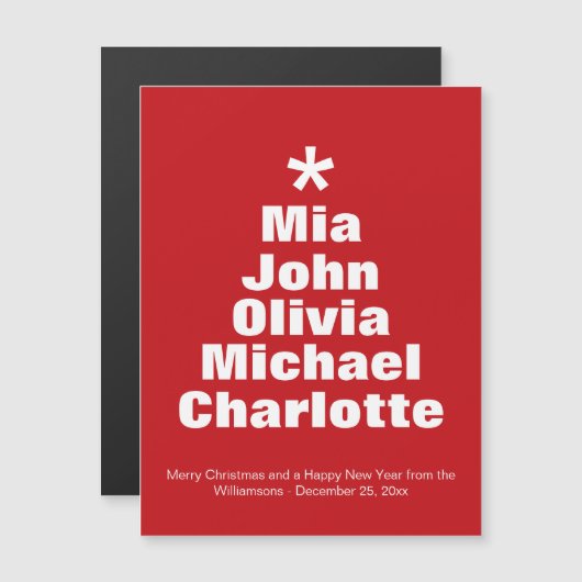 クリスマスツリー赤名前をカスタムする磁気カード (正面/裏面)