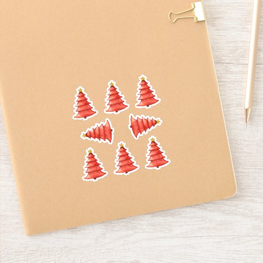 クリスマスツリー赤 シール (ノートブック)