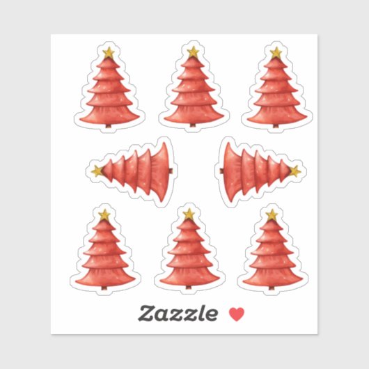 クリスマスツリー赤 シール (シート)