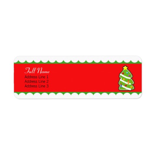 クリスマスツリー赤n緑のラ縁どベル ラベル (正面)