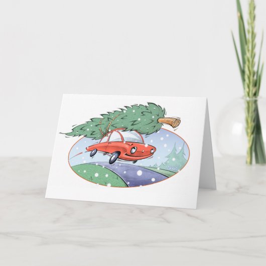 "クリスマスツリー車" -ジェリーオーニール著… シーズンカード (正面)