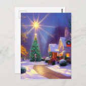 クリスマスツリー輝くの上のクリスマススター空白の ポストカード (正面/裏面)