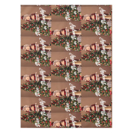 クリスマスツリー近くのセクシーサンタガール テーブルクロス