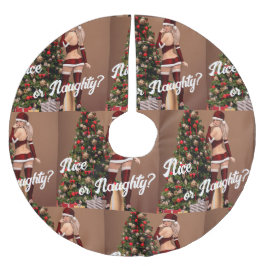 クリスマスツリー近くのセクシーサンタガール ブラッシュドポリエステルツリースカート