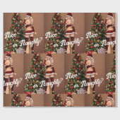 クリスマスツリー近くのセクシーサンタガール ラッピングペーパー (フラット)
