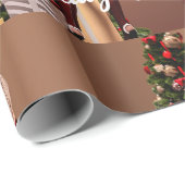 クリスマスツリー近くのセクシーサンタガール ラッピングペーパー (ロールコーナー)