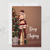 クリスマスツリー近くのセクシーサンタガール 招待状 (裏面)