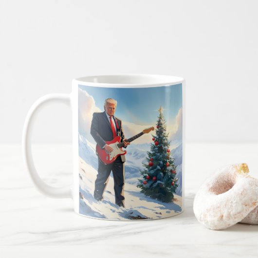 クリスマスツリー遊によるトランプのエレキギター コーヒーマグカップ (ドーナツ)