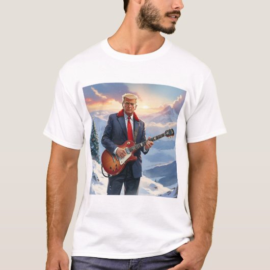クリスマスツリー遊によるトランプのエレキギター Tシャツ (正面)