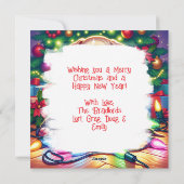 クリスマスツリー遊の下にかわいい子犬たち シーズンカード (裏面)