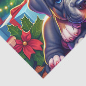 クリスマスツリー遊の下にかわいい子犬たち 薄葉紙 (詳細)