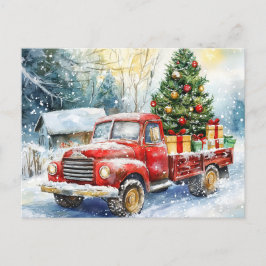 クリスマスツリー運のトラック シーズンポストカード