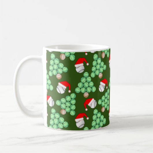 クリスマスツリー野球サンタハッツ コーヒーマグカップ (左)