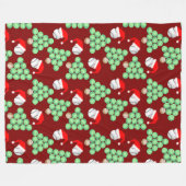 クリスマスツリー野球サンタハッツ フリースブランケット (正面(横))