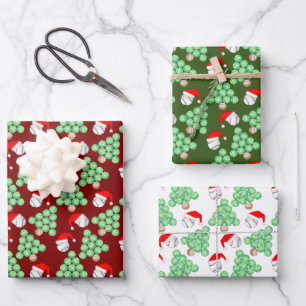 クリスマスツリー野球サンタハッツ ラッピングペーパーシート