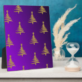 クリスマスツリー金ゴールドオン紫 フォトプラーク (側面)