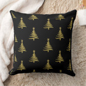 クリスマスツリー金ゴールドオン・ブラック クッション (ブランケット)