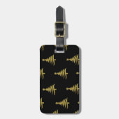 クリスマスツリー金ゴールドオン・ブラック ラゲッジタグ (正面縦)