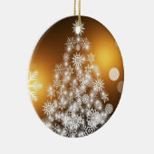 クリスマスツリー金ゴールドオーナメントと雪片 セラミックオーナメント (右)