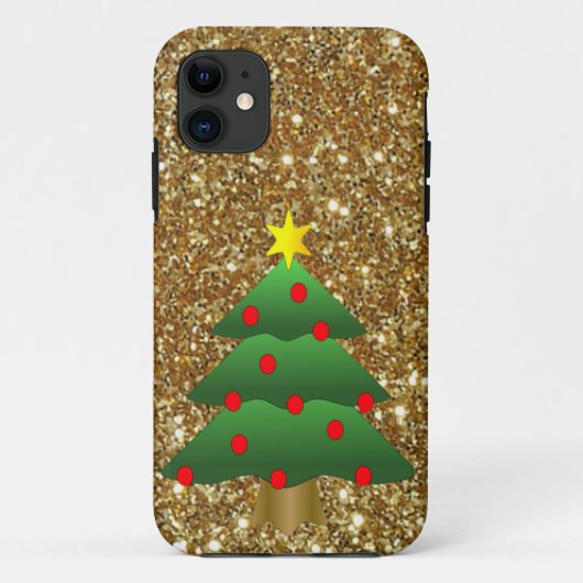 クリスマスツリー金ゴールドグリッター Case-Mate iPhoneケース (裏面)