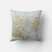 クリスマスツリー金ゴールドシャンパングリッターグレーブルー クッション (裏面)