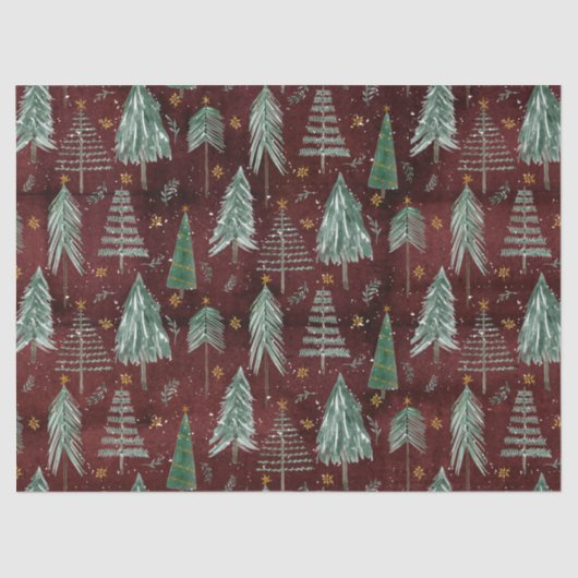 クリスマスツリー金ゴールドスターバーガンディ素朴ウッド 薄葉紙 (正面)