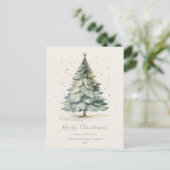 クリスマスツリー金ゴールドスターファミリーポストカード ポストカード (スタンド正面)