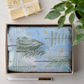 クリスマスツリー金ゴールドスターブルーウォーターモダンカラー 薄葉紙 (ギフト)