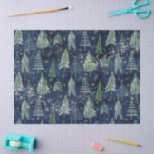 クリスマスツリー金ゴールドトゥインクルスターネイビーブルーウッド 薄葉紙 (クラフト)