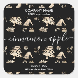 クリスマスツリー金ゴールドパターンキャンドルラベル スクエアシール